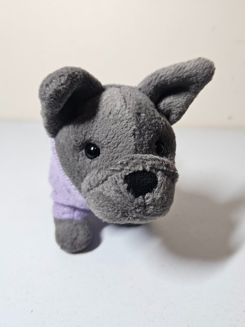 Jellycat French Bulldog Purple Sweater Size 7.5 Stuffed Plush RARE Retired HTF - Picture 3 of 7